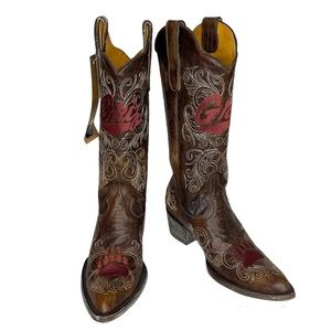 GAMEDAY BOOTS Montana Grizzlies Embroidered Brown Cowboy Boots NEW Size 7